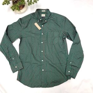 J. Crew Large Green Red Patterned Slim Fit Button Down Long Sleeve Shirt